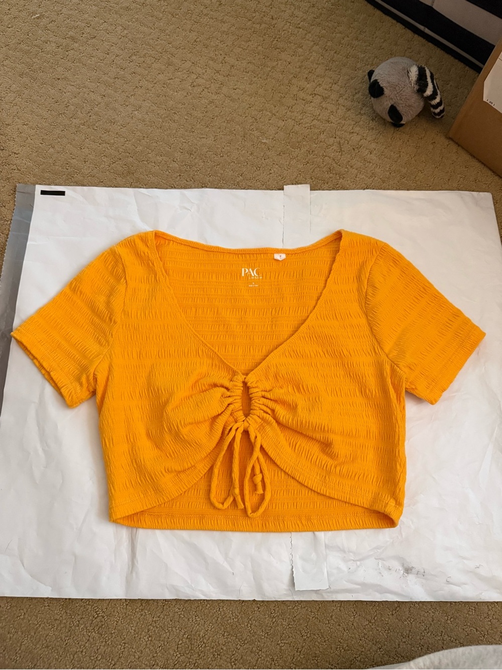 Pacsun Women's Yellow Cinch-Front Crop Top Size S